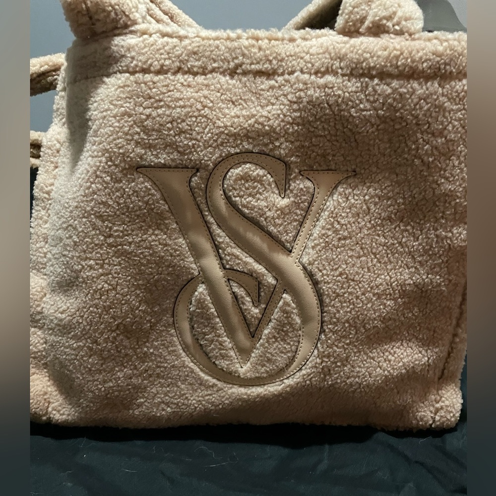 Victoria’s Secret teddy bear bag in taupe